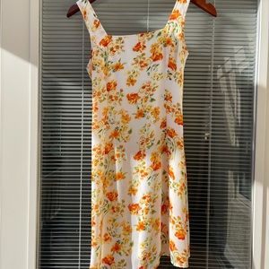 Yellow, Orange, and White Floral Dress